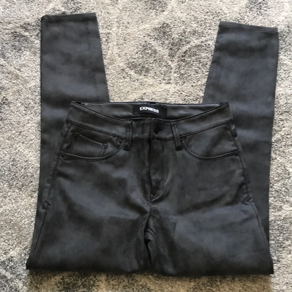Express gray faux suede look skinny ankle pants, size 2